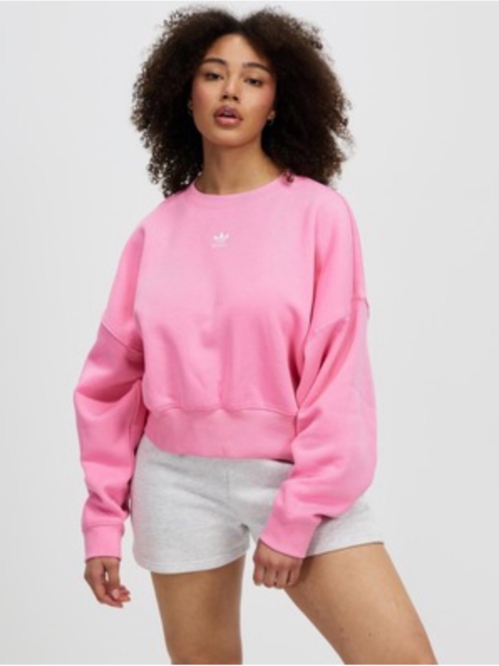 adidas Pink Cropped Crew Sweatshirt